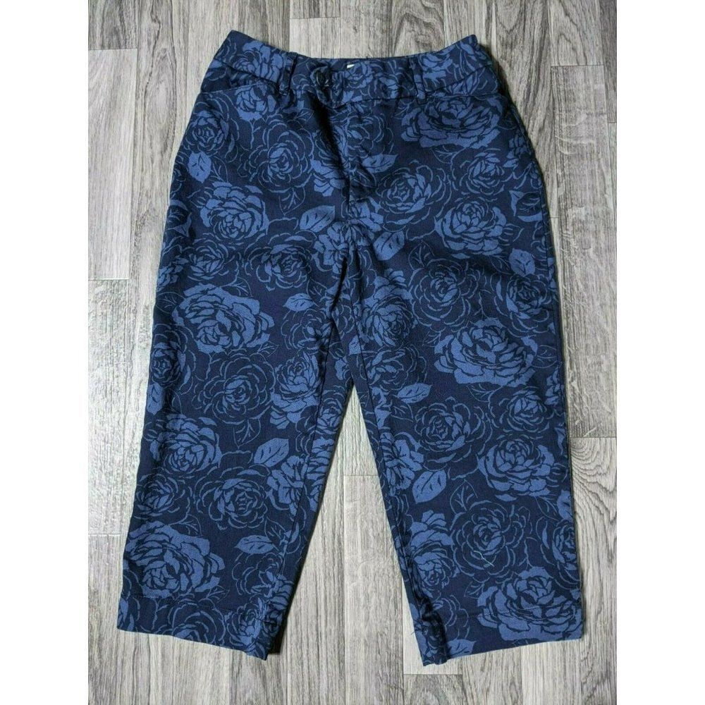 (3/$27) St Johns Bay Stretch Blue‎ Floral Capris